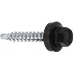 Samořezný střešní farmářský šroub KLIMAS 4,8 x 35 SW8 RAL 9005 Černý s podložkou EPDM (250 ks/bal) – HobbyKompas.cz