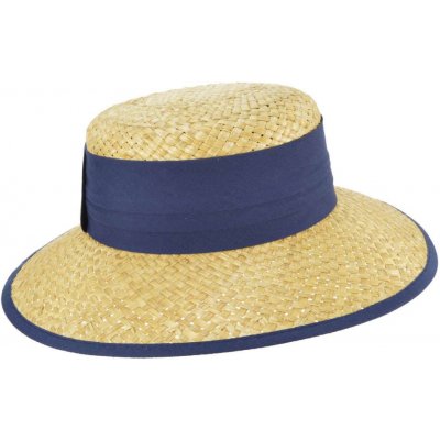 Seeberger Dámský béžový letní slaměný klobouk s modrou stuhou since 1890