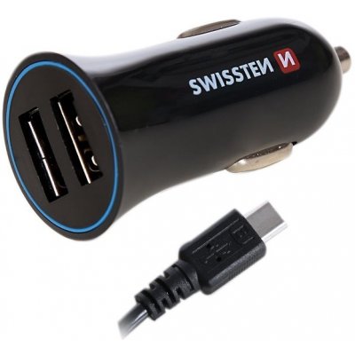 Swissten 20110908 CL Adaptér 2,4 A 2x USB + kabel USB-C – Zbozi.Blesk.cz