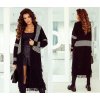 Dámský svetr a pulovr Fashionweek Luxusní pletený kabát cardigan s třásněmi JK-ZOZO Černá