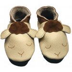 Ebooba Kožené capáčky s koženou podrážkou ovečka světlá Béžová – Zboží Dáma