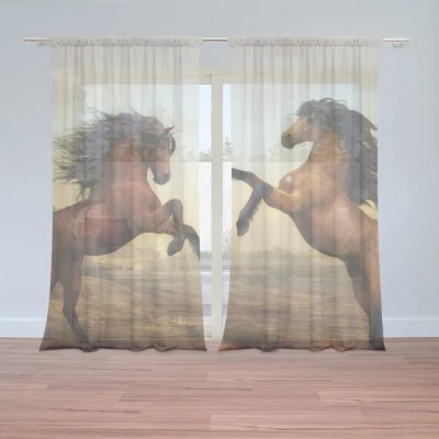 Sablio Záclony Vzpínající se koně: 2ks 150x250cm – Hledejceny.cz