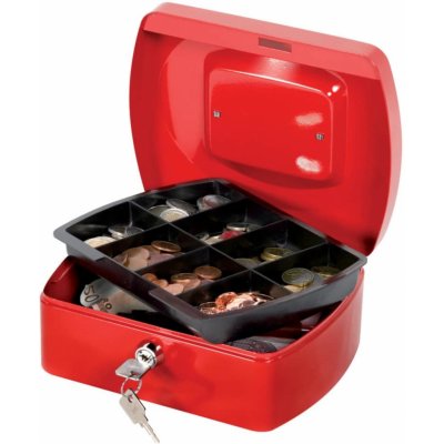 Příruční pokladna Q-Connect s mincovníkem - 20,5 x 8,5 x 16 cm, červená – Hledejceny.cz