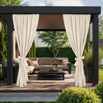 Takoy Závěs na terasu 155x200 nepromokavý polyester ecru-HT-00117 | 155 x 200 cm – Hledejceny.cz