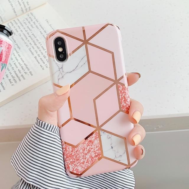 Pouzdro iPouzdro.cz Geometric iPhone 7 / 8 / SE 2020 růžové