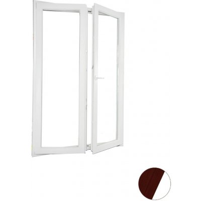 Aluplast dvoukřídlé balkonové dveře Dvojsklo Ořech/bílá Pravé 140 x 200 cm – Hledejceny.cz