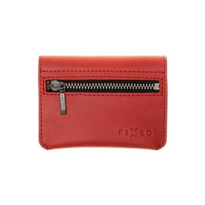 Kožená peněženka FIXED Tripple Wallet for AirTag z pravé hovězí kůže červená