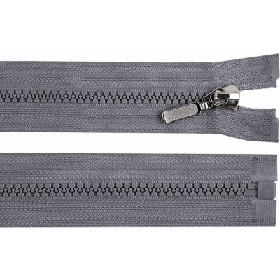 Kostěný zip No 5 délka 90 cm s ozdobným jezdcem - šedá ocelová – Zboží Mobilmania