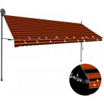 Greatstore Ručně zatahovací markýza s LED světlem 400 cm oranžovo-hnědá – HobbyKompas.cz