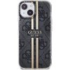 Pouzdro a kryt na mobilní telefon Apple Guess Ochranný kryt na iPhone 15 - Guess, IML 4G Gold Stripe Black GUHCP15SH4PSEGK