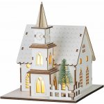Dekorace MagicHome kostel, drevo, 6xLED tepla bila, 15x17x18.5 cm, 2xAAA – Hledejceny.cz