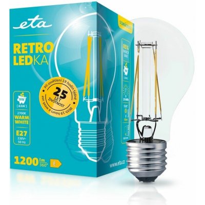 ETA RETRO LEDka klasik filament 9W, E27, teplá bílá – Hledejceny.cz
