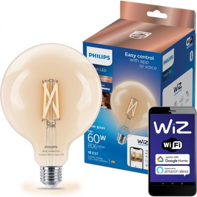 Philips WiZ LED filam.globe G125 7W/60W E27 TW 806lm Dim – Hledejceny.cz
