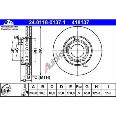 ATE Brzdový kotouč - 239 mm AT 418137 | Zboží Auto