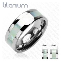 Titanový snubní prsten s perleťovým pruhem D15.8