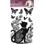 Anděl 10016 samolepící dekorace černé kotě s glitry a kamínky 60x32cm – Hledejceny.cz