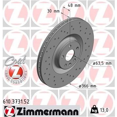 ZIMMERMANN Brzdový kotouč SPORT COAT Z - 366 mm ZIM 610.3731.52 – Hledejceny.cz