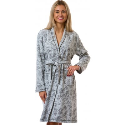 Dámský župan s límcem termo bavlna šedý se vzorem zvířecí kůže ZOO 1TB0109 šedá – Sleviste.cz