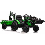 Beneo Elektrický traktor TOP-WORKER 12V s naběračkami a přívěsem Jednomístné měkké PU sedadlo MP3 Přehrávač s USB vstupem Zadní pohon 2 x 45W Motor EVA kola 12V/10Ah baterie zelená – Zbozi.Blesk.cz