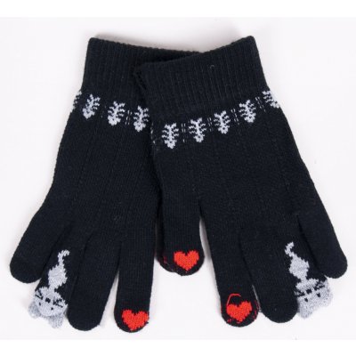 Dívčí pětiprsté dotykové rukavice Yoclub RED-0075G-AA5F-003 Black – Zboží Mobilmania