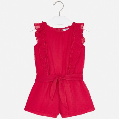 Mayoral overal šifónový s volánky mini tmavě růžový – Zboží Dáma