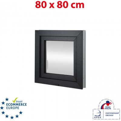 Okna Hned Plastové okno 80x80 cm antracit/bílá otevíravé i sklopné levé – Hledejceny.cz