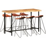 vidaXL 7dílný barový set masivní sheeshamové dřevo a pravá kůže – Zboží Dáma