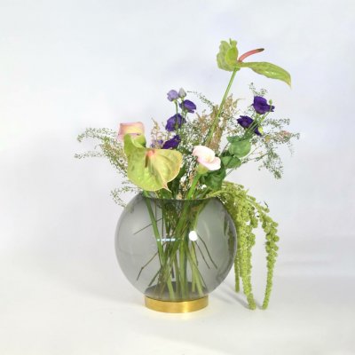 AYTM Váza Globe, Ø 17 cm, kouřově šedá / zlatá, sklo, nerezová ocel - 500420050011 – Hledejceny.cz