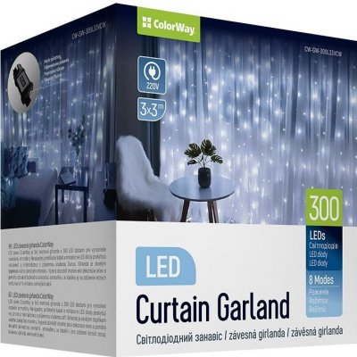 COLORWAY LED girlanda vnitřní 300 LED délka 3 x 3m studená bílá AC 220V CW-GW-300L33VCW – Hledejceny.cz