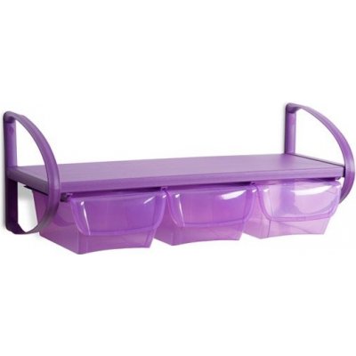 Plastmeccanica Polička plastová se 3 úložnými boxy, 60 x 20 x 20 cm - fialová