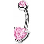 Šperky4U Piercing do pupíku srdce růžová WP0050-P – Zboží Dáma