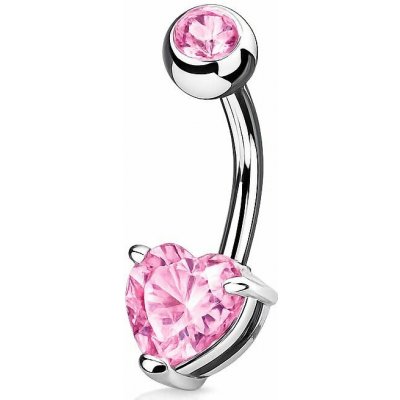 Šperky4U Piercing do pupíku srdce růžová WP0050-P – Zboží Dáma