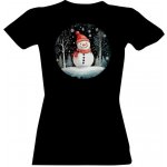Tričko s potiskem Sněhulák v noci dámské Černá – Zboží Mobilmania