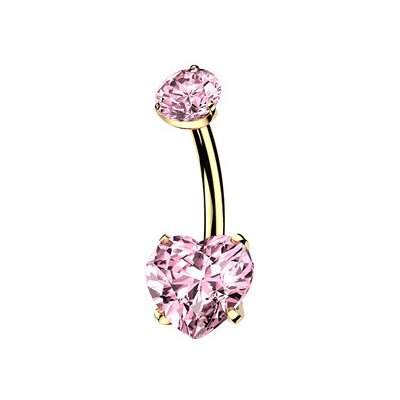 Šperky4U Pozlacený piercing do pupíku srdíčko - TITAN - TIT1745-P – Hledejceny.cz
