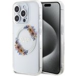Guess PC/TPU Flowers Ring Glossy Logo MagSafe Apple iPhone 15 PRO Transparent – Zboží Mobilmania