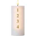 SIRIUS LED svíčka na baterie vosková Sille adventní s čísly, Ø 7 × 15 cm, bílá/zlatá – Hledejceny.cz