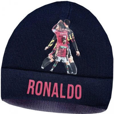 Numberoplus dětská fotbalová pletená čepice Cristiano Ronaldo CR7 Tmavá modrá – Zboží Dáma