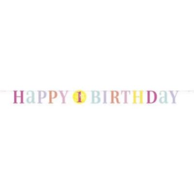 Unique Girlanda na party 1. narozeniny růžová 180 cm – Zboží Mobilmania