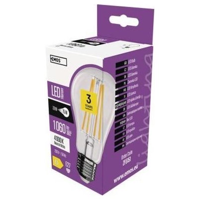 Emos LED žárovka Filament A60 E27 7,8W 75W 1060 lm neutrální bílá – Zbozi.Blesk.cz