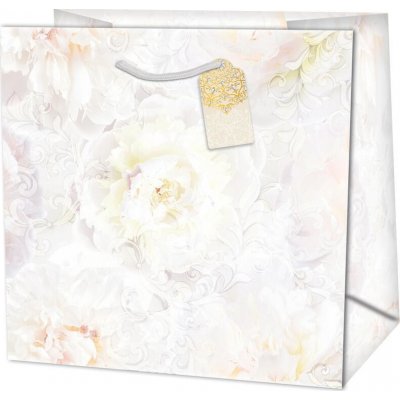 Taška dárková čtvercová CD - s motivem světlých růží 15x 6x 14,6 cm – Zboží Mobilmania