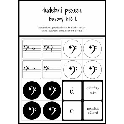 Hudební pexeso Basový klíč 1 72 kartiček pro zábavnou výuku hudební nauky