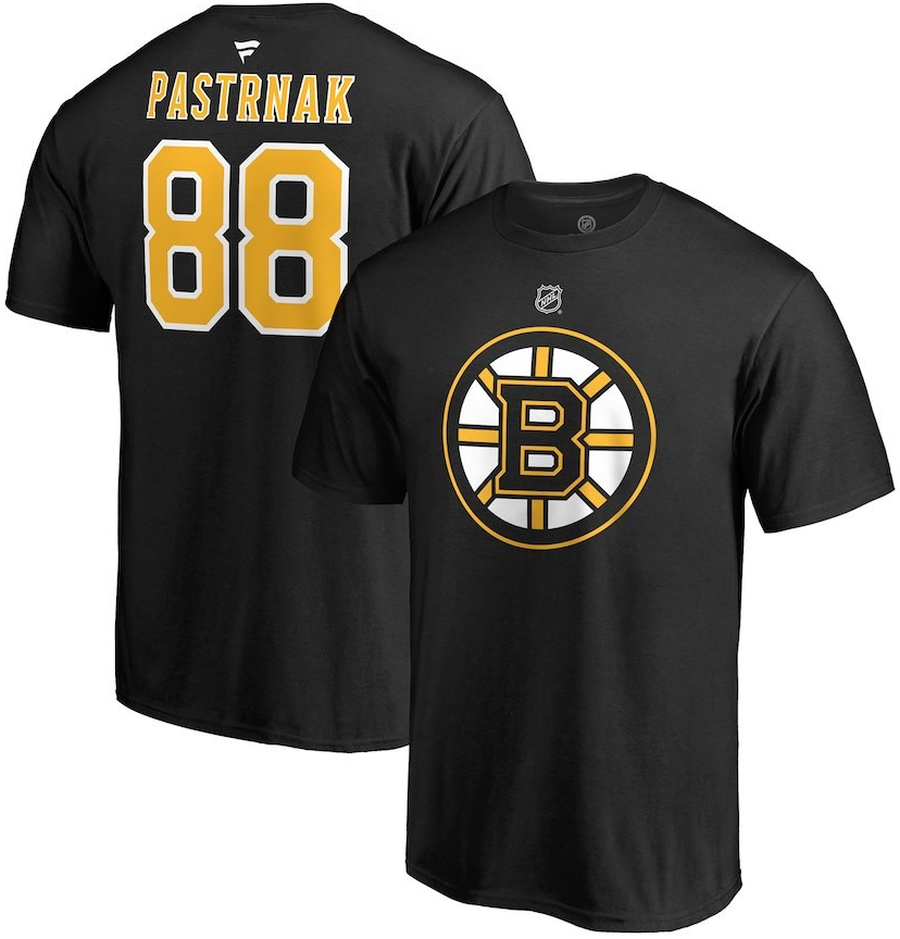 Fanatics pánské tričko David Pastrňák #88 Boston Bruins Stack Logo Name & Number