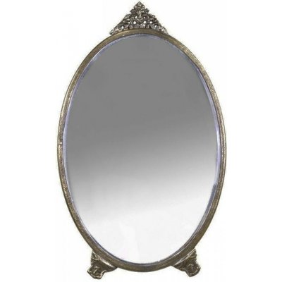 Chic Antique Bronzové antik oválné stolní zrcadlo s ozdobou Bariet - 15*0,5*26 cm - Chic Antique – Hledejceny.cz