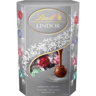 Lindt Lindor Směs mléčné a bílé čokolády s jahodami a kokosem 337 g – Zboží Dáma
