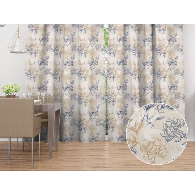 Biante Dekorační závěs PML-058 Květinová perokresba na světle béžovém 145x210 cm – Hledejceny.cz