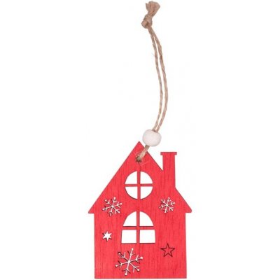 MFP 8886389 Závěs dřevěný domek 7,5cm/2ks červený – Hledejceny.cz