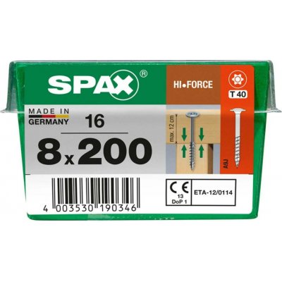 Spax Vrut talíř.hlava Hi.Force T-Star+ T40 4CUT část.závit Wirox 8x200 mm 16 ks – Hledejceny.cz