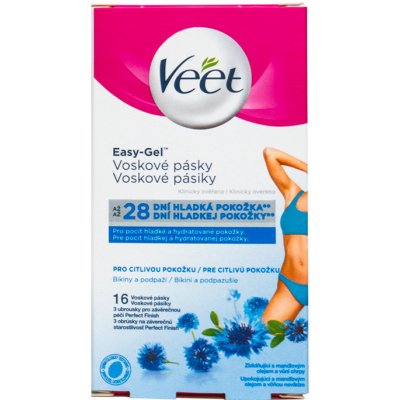 Veet Easy-Gel Wax Strips Bikini and Armpit depilační pásky pro oblast podpaží a bikin 16 ks