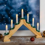 Haushalt international Dřevěný vánoční svícen s LED, přírodní – Zboží Dáma