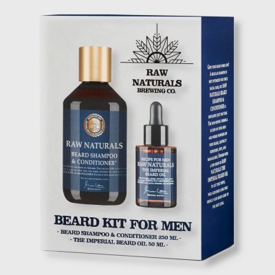 Recipe For Men Raw Naturals sada olej na vousy 50 ml + šampon na vousy 250 ml dárková sada